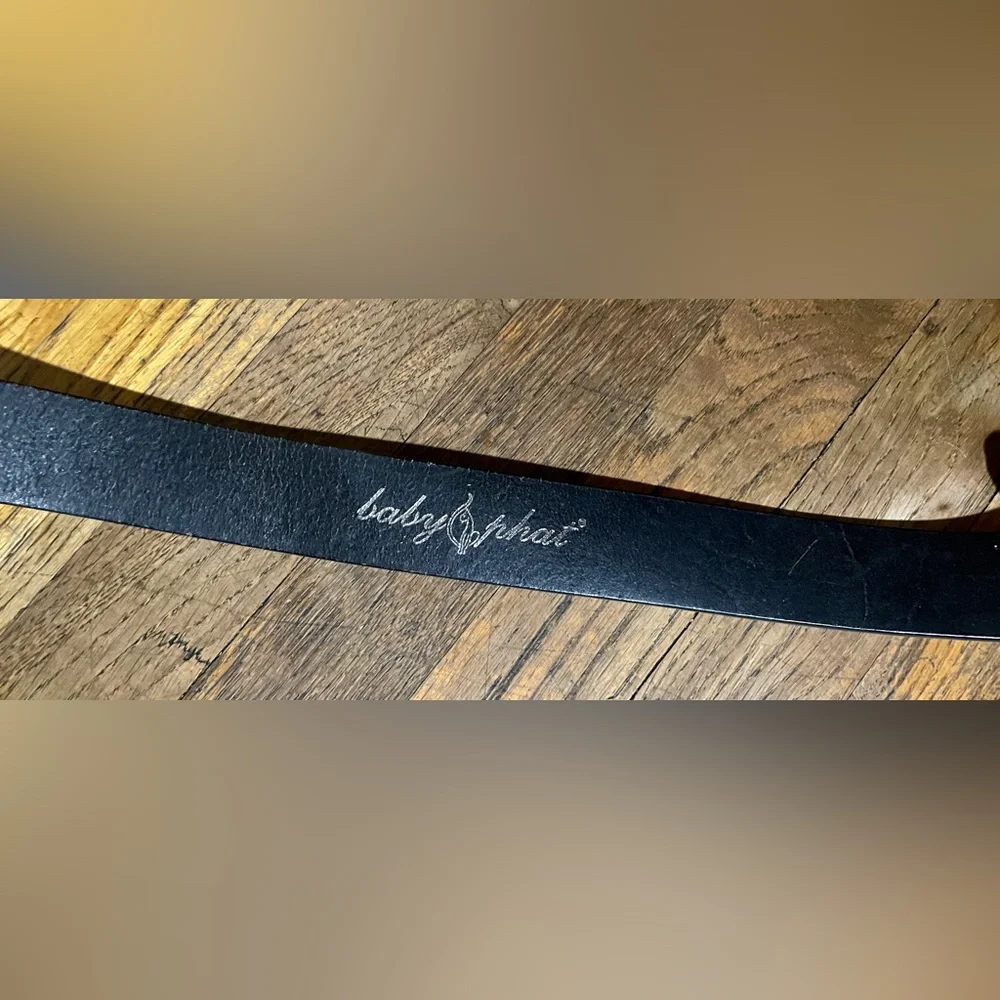 Baby Phat Rhinestone Buckle Leather Belt Brown Medium Y2K Casual Western Boho